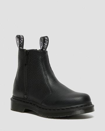 Black Women's Dr Martens 2976 Leather Zipper Chelsea Boots | CA 108OKI